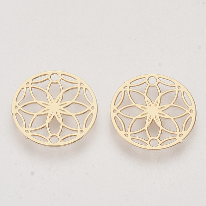 Brass Links Connectors, Etched Metal Embellishments, Long-Lasting Plated, Flower of Life