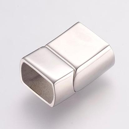 304 Stainless Steel Magnetic Clasps with Glue-in Ends, Ion Plating (IP), Smooth Surface, Rectangle