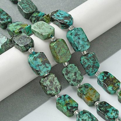 Natural African Turquoise(Jasper) Beads Strands, with Seed Beads, Rectangle
