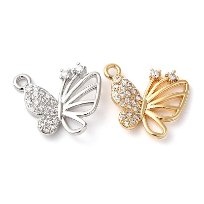 Латунные микропаве прозрачные кубические циркониевые подвески, без кадмия, без никеля и без свинца, бабочка