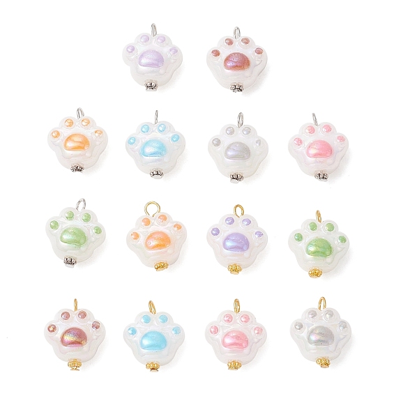 Акриловые подвески, с фурнитурой железной и сплавочной, отпечаток лапы