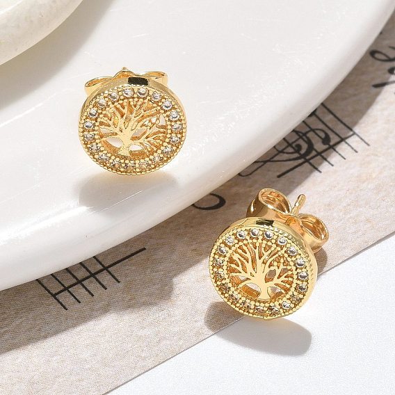 Серьги-гвоздики из латунного микро-паве, долговечный, реальный 18 k позолоченный