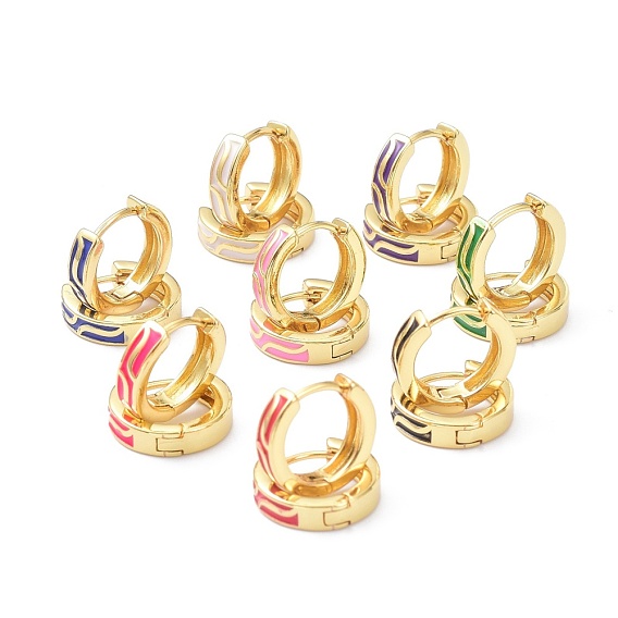 Creolen aus Messing-Emaille, echt 18 k vergoldet, Ring, cadmiumfrei und bleifrei