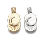 Brass Pendants, Oval with Moon, Nickel Free