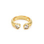 Brass Micro Pave Cubic Zirconia Cuff Rings, Open Rings for Women, Cadmium Free & Nickel Free & Lead Free, Heart