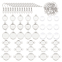 DIY Flat Round Drop Earring Making Kit, Including 304 Stainless Steel Cabochon Settings & Earring Hooks, Glass Cabochons