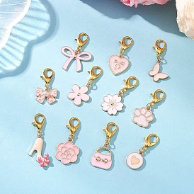 Подвесные украшения из сплава розовой эмали, Застежки-когти из цинкового сплава, подвески для украшений сумок