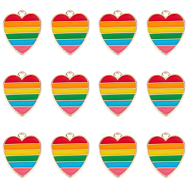 30 шт. Подвески из сплава эмали, золотой свет, сердце с радужной полосой