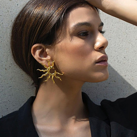 Geometric Sun-shaped Earrings for Women, Fashionable and Minimalistic Ear Studs
