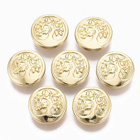 Alloy Shank Buttons, 1-Hole, Cadmium Free & Nickel Free & Lead Free, Flat Round with Tree of Life