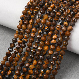 Природных тигровый глаз бисер нитей, круглые, граненые