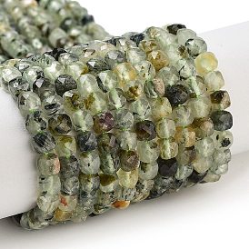 Natural Prehnite Beads Strands, Faceted, Cube