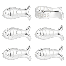 6 шт. 925 бусины из стерлингового серебра, серебряный цвет гальваническим