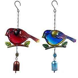 Carillons éoliens oiseaux, décorations pendantes d'art en verre et en fer