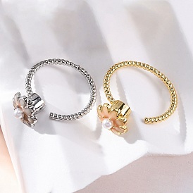 Dasiy вращающиеся открытые манжетные кольца для женщин, латунные кольца для спиннера, с пластиковыми жемчужными бусинами и эмалью