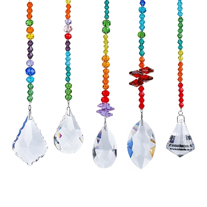 K9 Glass Beaded Hanging Ornaments, Rainbow Maker Suncatchers for Home Outdoor Decoration
