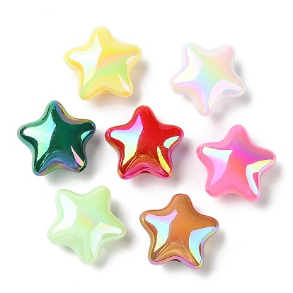 UV Plated Acrylic Beads, Iridescent, Star