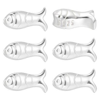 6 шт. 925 бусины из стерлингового серебра, серебряный цвет гальваническим