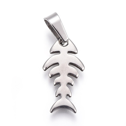 Pendentifs en acier inoxydable, arête de poisson