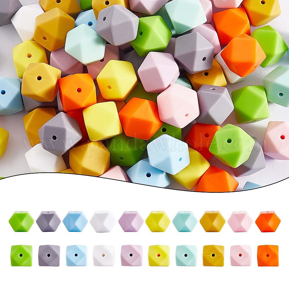 China Factory 100Pcs Silicone Beads Mixed Color Hexagonal Silicone Beads  Bulk Spacer Beads Silicone Bead Kit for Bracelet Necklace Keychain Jewelry  Making 17mm, Hole: 2mm in bulk online 