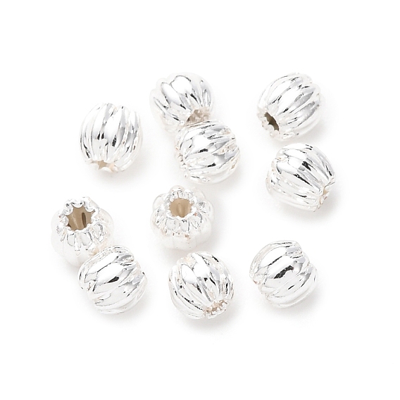 Латунные бусины, гофрированный круглый, без кадмия и без свинца, стойки покрытие, долговечный