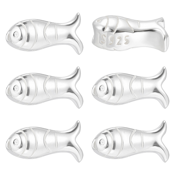 6 шт. 925 бусины из стерлингового серебра, серебряный цвет гальваническим