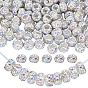 Handmade Polymer Clay Rhinestone European Large Hole Beads with Silver Color Plated Brass Cores, Rondelle