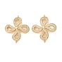 Brass Micro Pave Clear Cubic Zirconia Connector Charms, Four-Leaf Clover Links, Rack Plating, Long-Lasting Plated, Cadmium Free & Lead Free