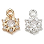 Brass Micro Pave Clear Cubic Zirconia Charms, Snowflake Charms