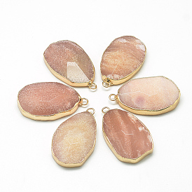 Природных драгоценных камней подвески, с железной фурнитурой, граненые, капля, золотые