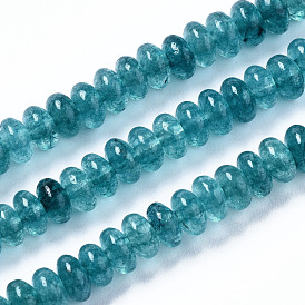 Natural Aquamarine Beads Strands, Dyed, Rondelle