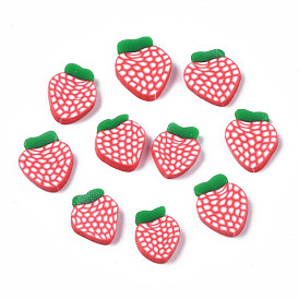 Handmade Polymer Clay Cabochons, Polymer Clay Slices for Resin Crafts & DIY Projects, Strawberry