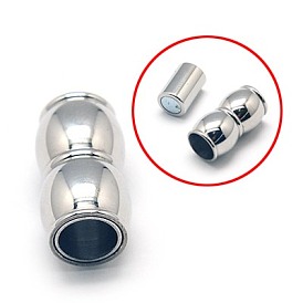 304 Stainless Steel Magnetic Clasps with Glue-in Ends, Peanut, 18x10mm, Hole: 6mm