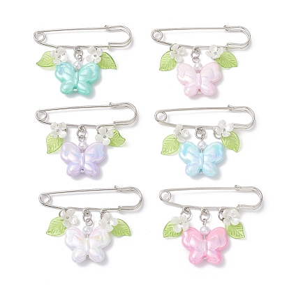 Акриловая бабочка с цветочными подвесками-булавками для килта брошь, с железными булавками, платина