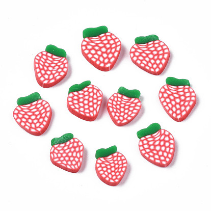 Handmade Polymer Clay Cabochons, Polymer Clay Slices for Resin Crafts & DIY Projects, Strawberry