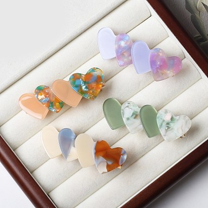 Заколки для волос из ацетата целлюлозы из кожи аллигатора для женщин и девочек, сердце