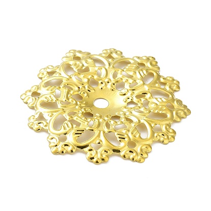 Rack Plating Iron Connector Charms, Flower Links, Etched Metal Embellishments