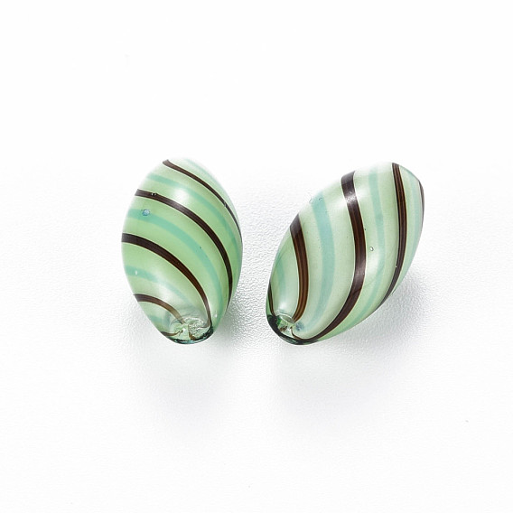 Perles de globe en verre soufflé à la main opaques, rayure, riz