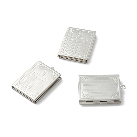 304 подвески-медальоны из нержавеющей стали на День учителя, фоторамки кулоны для ожерелий, Книга с крестом