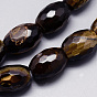 Natural Tiger Eye Beads Strands, Faceted, Drum