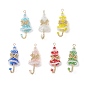 7Pcs Glass Pendants, Umbrella Charm, with 304 Stainless Steel Loop & Seed Beads, Real 18K Gold Plated, Faceted