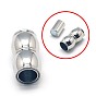 304 Stainless Steel Magnetic Clasps with Glue-in Ends, Peanut, 18x10mm, Hole: 6mm