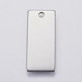 201 Stainless Steel Pendants, Rectangle, Stamping Blank Tag