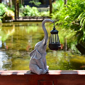 Elephant Holding Lantern Solar Powered Lawn Light, Resin Display Decoration, Perfect Home Yard Decoration
