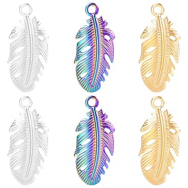 diy jewelry accessories necklace earrings pendant colorful stainless steel golden leaves feather pendant