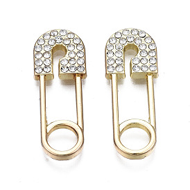 Crémaillère pendentifs en alliage placage, avec strass cristal, sans cadmium et sans plomb, goupille de sécurité
