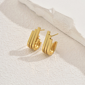 Геометрические серьги-гвоздики из нержавеющей стали с тройным стержнем