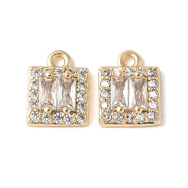 Латунные микро проложить кубического циркония подвески, без кадмия, без никеля и без свинца, квадратный, прозрачные