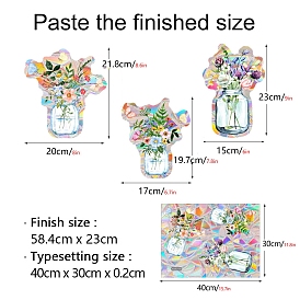 Waterproof PVC Electrostatic Window Sticker, for Window Decoration, Flower Vase