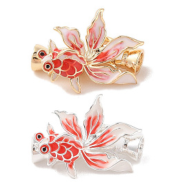 Brass and Enamel Fold Over Clasp, Fish, Red